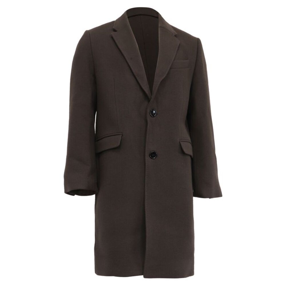 AMI Paris Single-Breasted Coat in Brown Virgin Wool